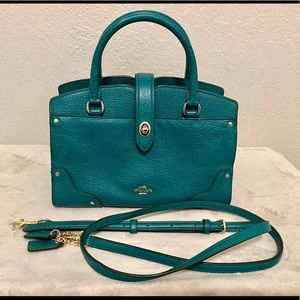 Coach Mercer Leather Dark Aqua Green purse